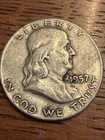 1957-D Franklin Half Dollar 90% Silver Coin Circulated Good Shape!