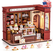 Rolife DIY Dollhouse Miniature House Kit 1:18 Vintage French Dessert Shop, Woode
