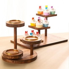 Wood Cake Stand Wooden Plant Stand Collectibles Display Riser Dessert Holder for