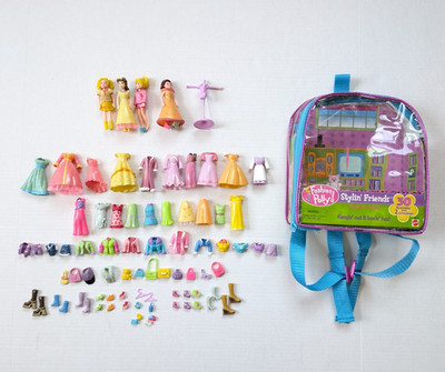 Fashion Polly Pocket Stylin Friends Backpack Figures & Clothes Lot READ