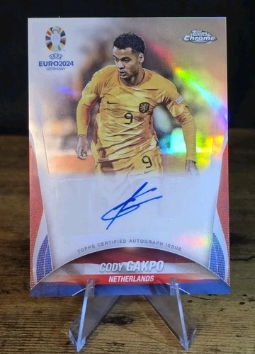 ⚽️ 2024 Topps Chrome UEFA Euro Refractor Cody Gakpo Auto #CA-CG Neatherlands