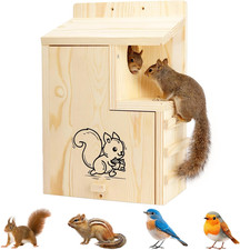 Large Wooden Squirrel House for Outside, Predator Guard Squirrel Nesting Box, Ea