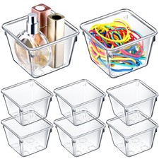 8 Pcs Stackable Clear Drawer Organizer Set 3" x 3" x 2" Small Makeup Vanity S...