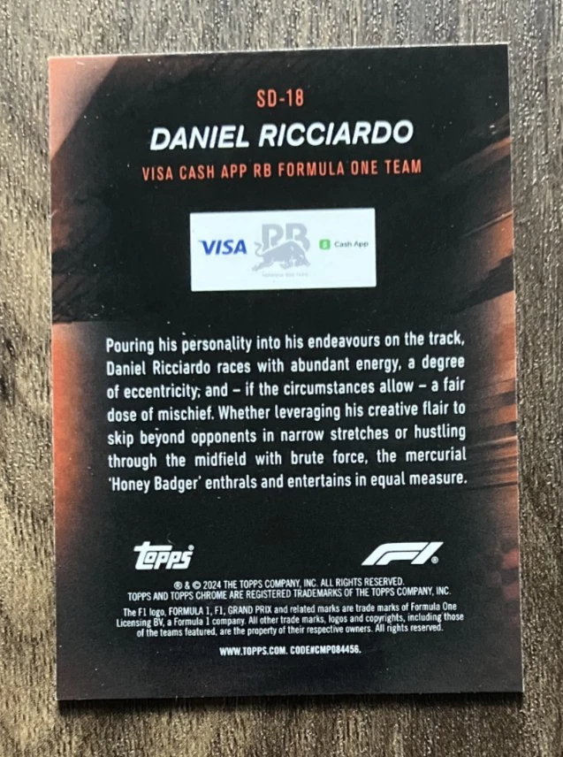 Speed Demons Daniel Ricciardo SD-18 - 2024 Topps Chrome Insert Formula 1 F1 - NM - Image 2 of 2
