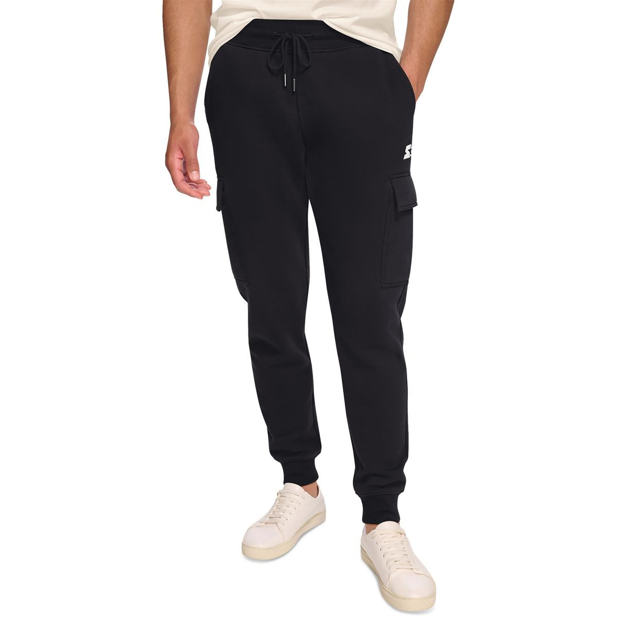 Стартовые мужские черные флисовые брюки для бега трусцой с логотипом Athletic M BHFO 2059 4290₽