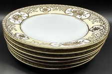Noritake Japan Gold Trim Dinner Plates Set of 6 – Floral Embossed Vintage