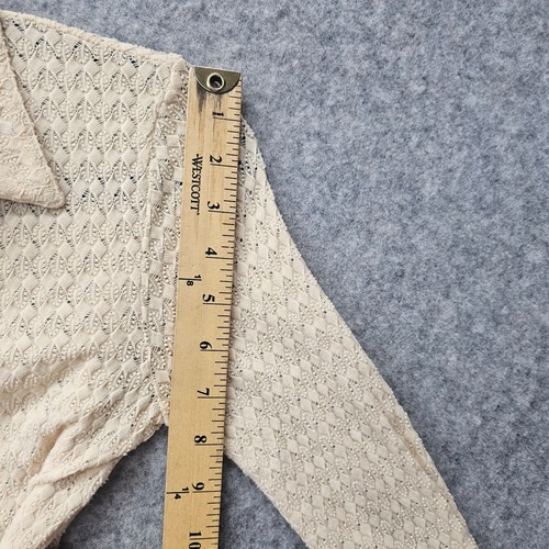 Vintage Crop Lace Pointelle Top Womens XS Petite Cream Y2K Coquette NINE Co - Picture 8 of 13