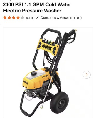 #ad DeWALT DWPW2400 2400 PSI 1.1 GPM Cold Water Electric Pressure Washer w Nozzles $354.00