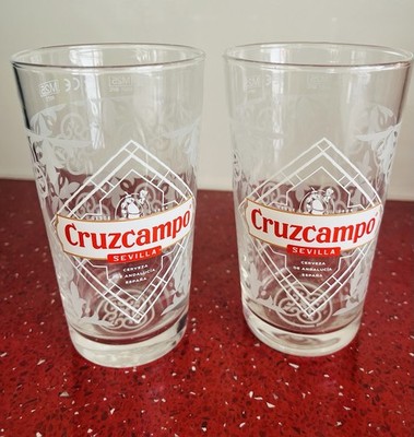 2 x Cruzcampo Bierglas halbes Pint 10 Unzen kernhaltiger Kelch brandneu kostenloser Versand