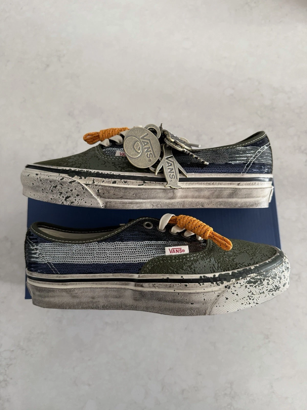 Size 7.5 Men Vans Premium LX Authentic 44 La Habana Green Blue Sequin Chanel NEW