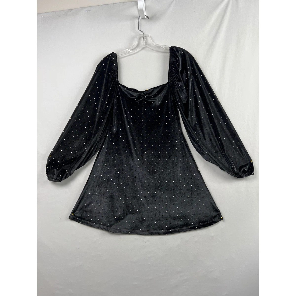 knee length dresses for ladies Americano Black Velvet Sweetheart Long-Sleeve Mini Dress – Club L London main image 1