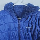 Eddie Bauer Boys Medium (10/12) Reversible Puffer Jacket Blue Fleece Hooded Coat — photo 2
