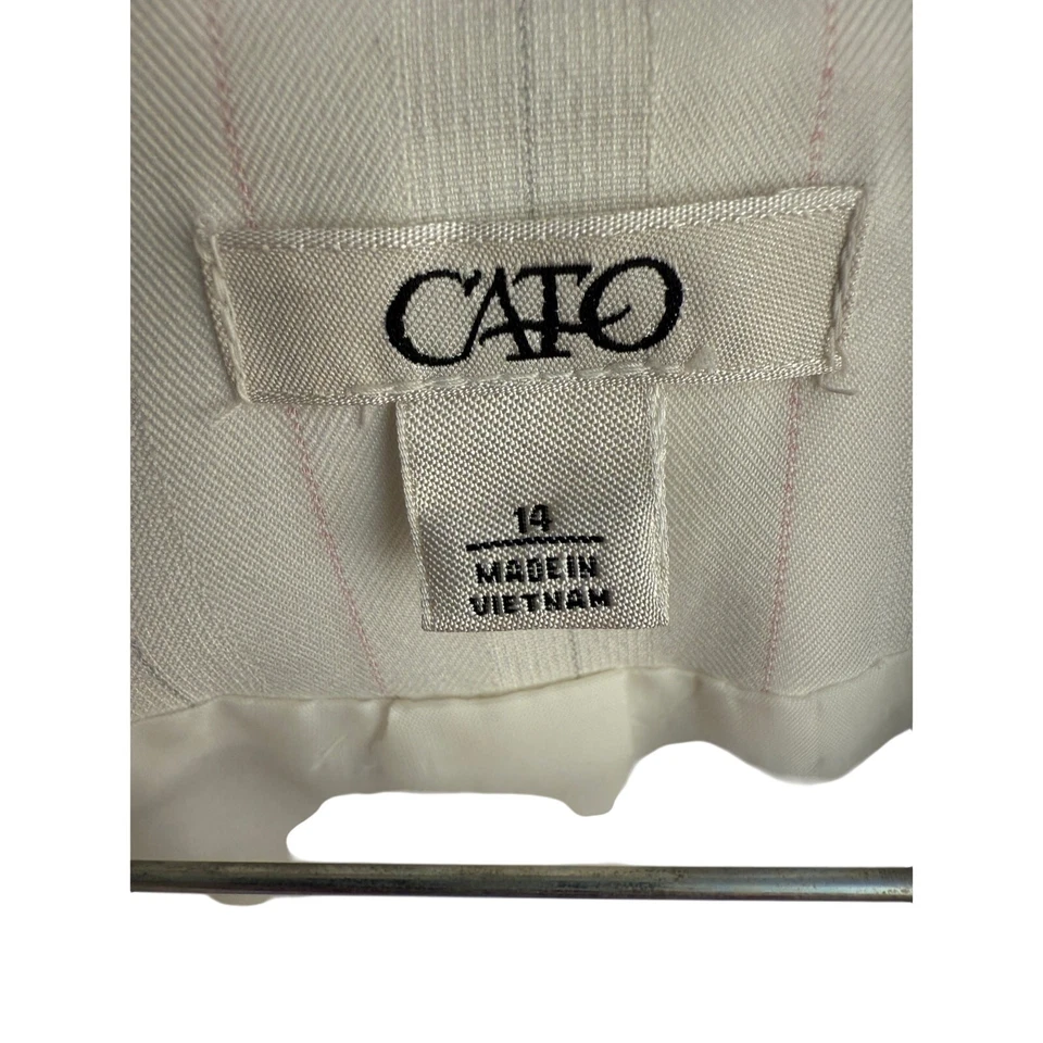 Y2K Cato 2pc Cream Pink Gray Striped Suit. Jacket and Pants Women's Size 14 - Изображение 3 из 4