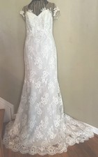 Wedding Gown Authentic French Lace Ivory Over Light Blush Size 10