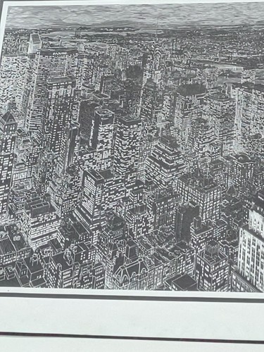 2 litografie firmate Sandra Finkenberg NYC Skyline, 17,5" x 22". Times Square - Foto 8 di 12