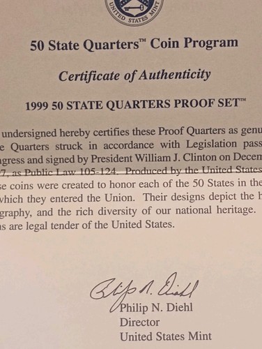 1999 Quarter Proof Set All Paperwork Box Is A Little Rough - Picture 16 of 20