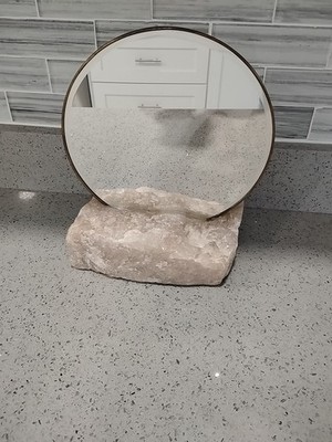 Vintage Round Mirror On Quartz Base Heavy