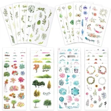 Watercolor Stickers Set (Assorted 600+ Pieces, 36 Sheets) - Decorative Sticke...