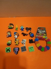 Lot Of 16 Croc Charms Jibbitz Minecraft Video Game With One Pom Pom Bracelet