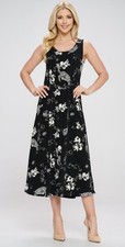 JOSTAR Slinky LONG TANK DRESS Poly Spandex Knit TRAVEL Black Ivory S M L XL 2X 3