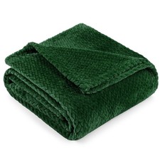 Fleece Throw Blanket 60x80 Inch Emerald Green Forest Lightweight Plush Warm