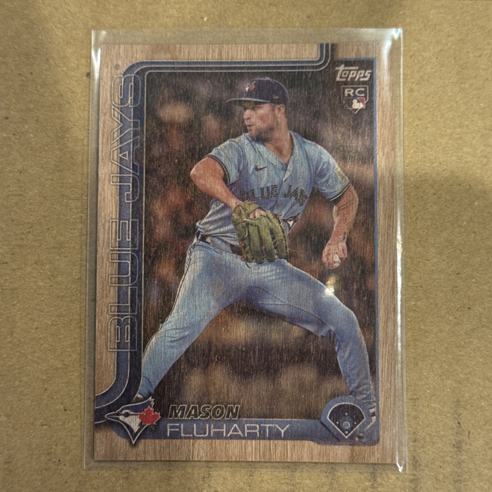 2025 Topps Update Mason Fluharty RC Wood SP #22/25 Blue Jays #US138
