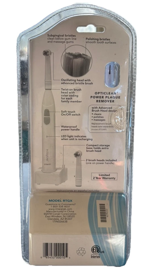 Interplak Opticlean Power Plaque Remover Rechargeable Toothbrush New - Image 2 of 4