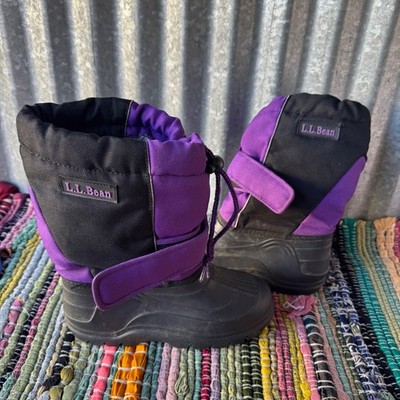 LL Bean Kids 5 Snow Boots Purple Black Nylon PVC Winter ONA82 USA Assembled