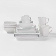 Square Rim Porcelain 16pc Dinnerware Set - Th...