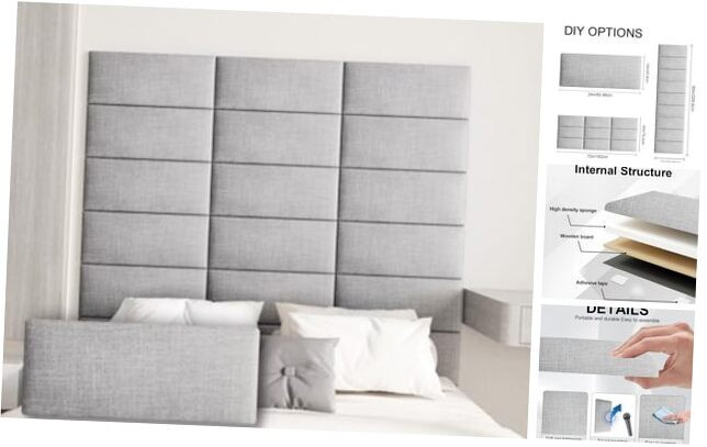 3D Soundproof Upholstered Headboard Wall Panels Peel and Stick Mounted