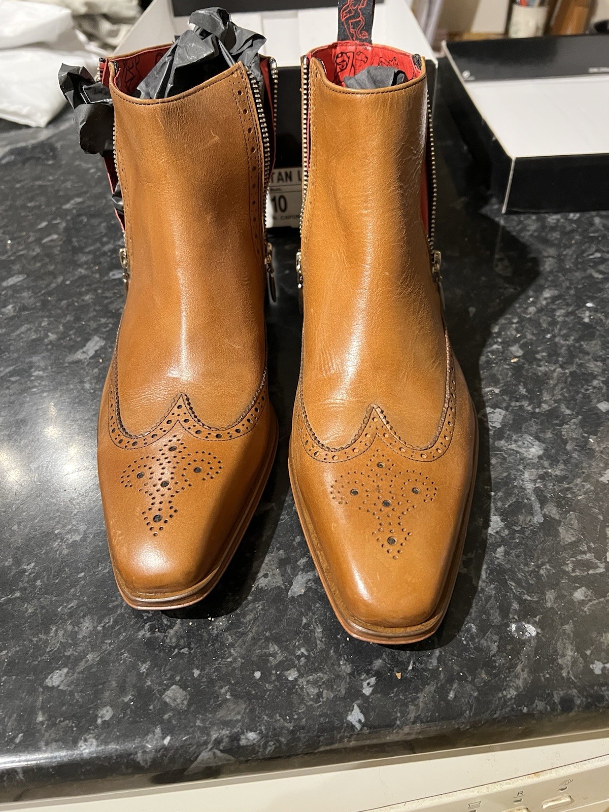 Jeffery West Tan Leather Boots Size 10 BNIB Never Worn Top Quality Stylish Boots