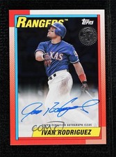 2025 Series 1 1990 Topps Baseball Black 9/10 Ivan Rodriguez Auto HOF 9e1
