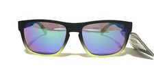 New Foster Grant Sun Luv SUNGLASSES Black Neon Green Blue Mirror Sport Square