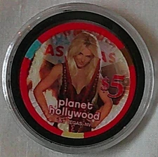 BRITNEY SPEARS $5 AUTHENTIC PLANET HOLLYWOOD CASINO CHIP - CC011