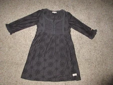 ODD MOLLY BLACK  DRESS SZ 2 EYELET FLORAL EMBROIDERED COTTON SILK BLEND