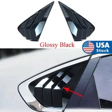 Glossy Black Rear Side Vent Window Quarter Louver Cover For Kia K3 Forte 2019-22