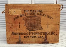 Antique Underwood Typewriter Shipping Crate Wood Box Railway Express Primitive thumbnail