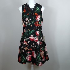 Chelsea28 Black Foxie Floral Fit & Flare Dress