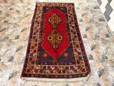 1970s Vintage Turkish Oushak Rug 3.4x6 Handmade Wool Anatolian Geometric Carpet