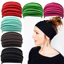 Solid Color Women Wide Sports Fold Yoga Nonslip Headband Stretch Hairband Elasti