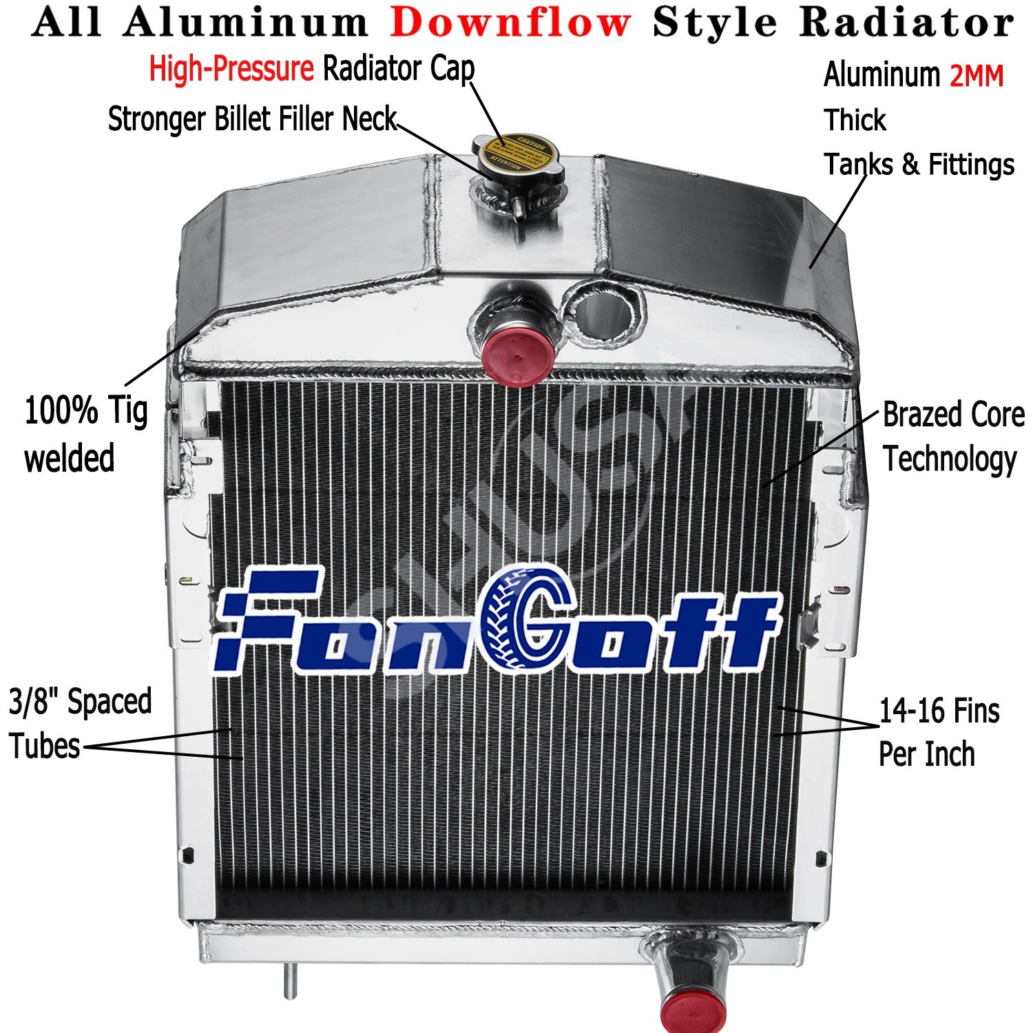 352629R92 3 Rows Aluminum Radiator Fit Farmall International M MD Super MAT ,HOT