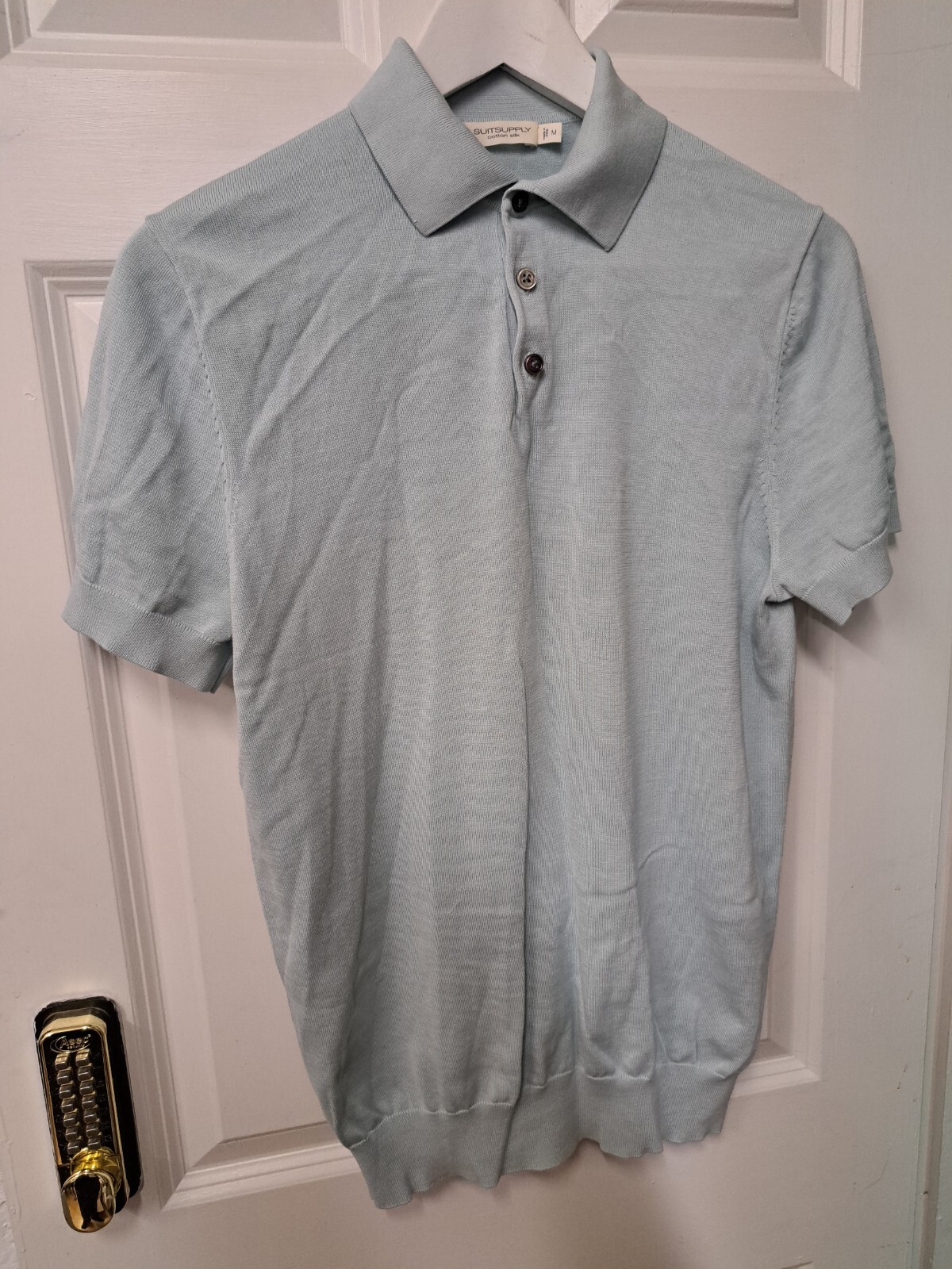 Tuta Fornitura Polo Blu Medio Manica Corta Cotone Seta London Savile Fila