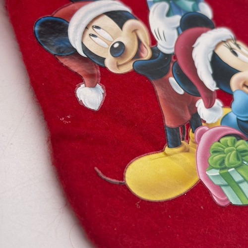 VTG 2pc Disney Mickey & Minnie Mouse Felt Holiday Christmas MINI 8" Stocking Red - Picture 3 of 8