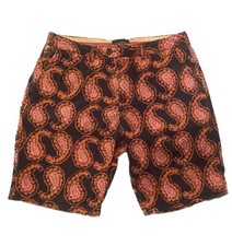 SCOTCH SODA Couture Mens Shorts Cotton Orange Navy Paisley Pattern Size 32
