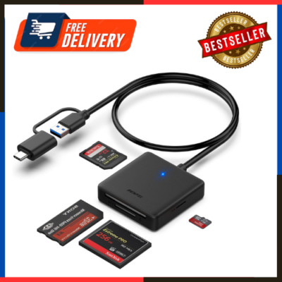 Memory Card Reader 4In1 USB 3.0 and USB-C to SD Micro SD MS CF Card Reader Adapt