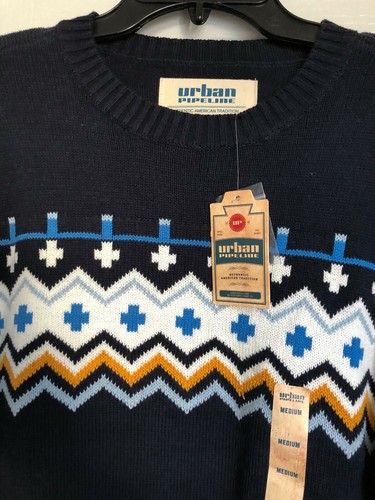 NWT Urban Pipeline Mens Navy Aztec Sweater Medium MSRP $50 - Picture 2 of 4