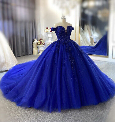 Blue Ball Gown Beading Off The Shoulder Prom Dress Blue Ball Gown Beading Off The Shoulder Prom Dress