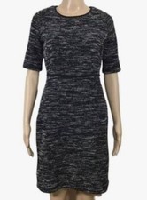 banana republic Black White Tweed Short Sleeve Sheath Stretch Knit dress Sz 4