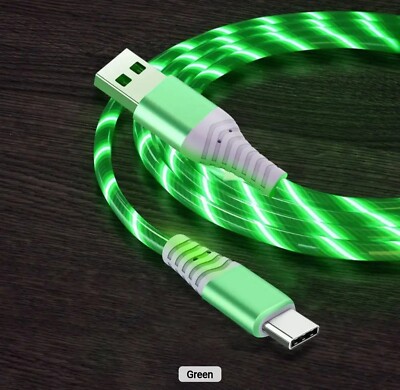 Leuchtendes USB A - USB C LED Handy Ladekabel  1m - für Samsung / Huawei usw.