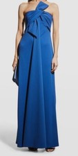 $651 Badgley Mischka Women Blue Draping Bow Strapless Gown Dress Size 10